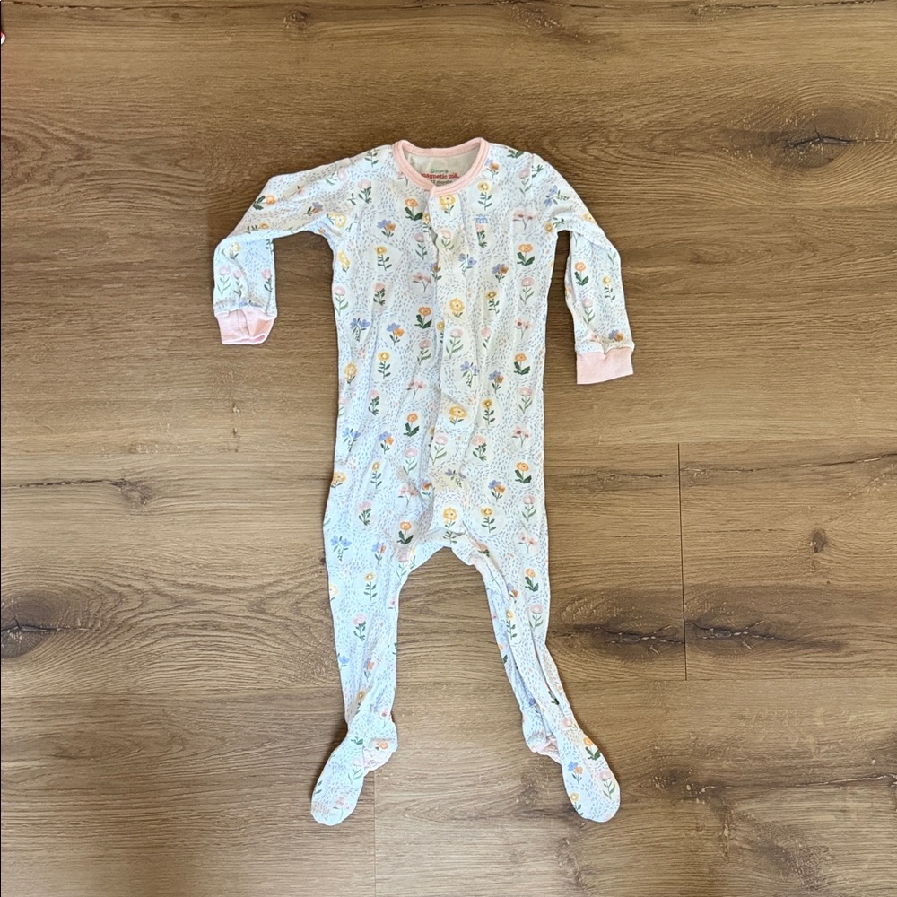 Magnetic Me Floral Kids Footie with Pink Accents